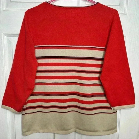 Tanjay Pullover Sweater Stripes Orange / Cream / Black Size Large - Picture 11 of 16
